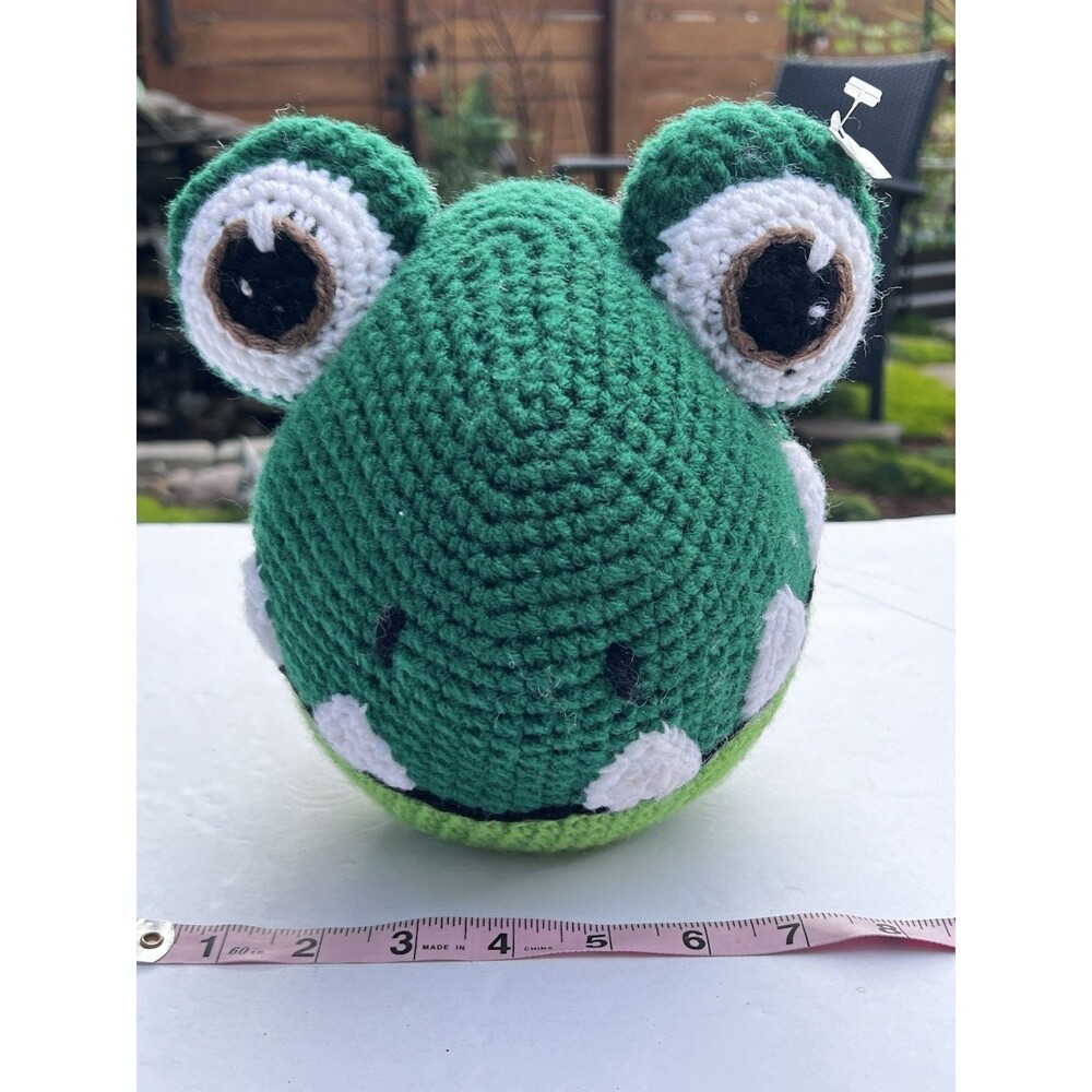 Handmade Crochet Frog Plush Amigurumi Green Frog Stuffed Animal Decor